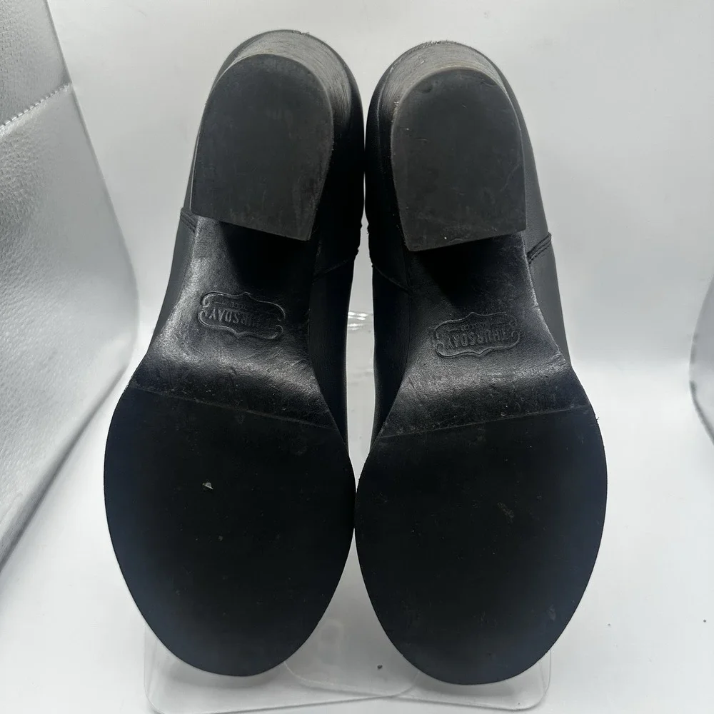 Thursday Boots Co. Uptown Everyday Boot Side Zip Block Heel Black Leather Size 9